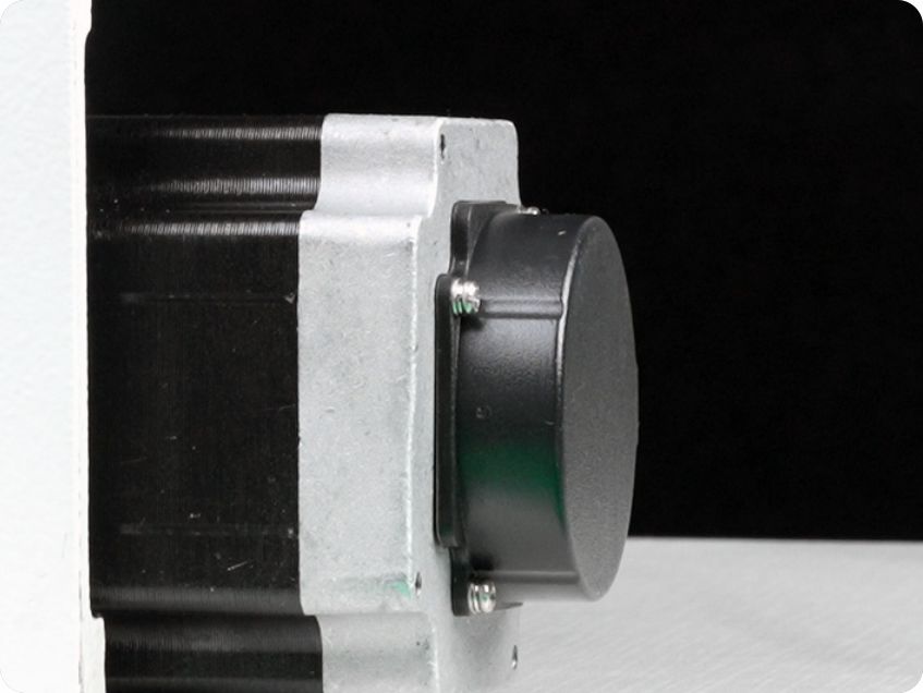 Stepper motor control for presser foot lifting and stitch length adjustment